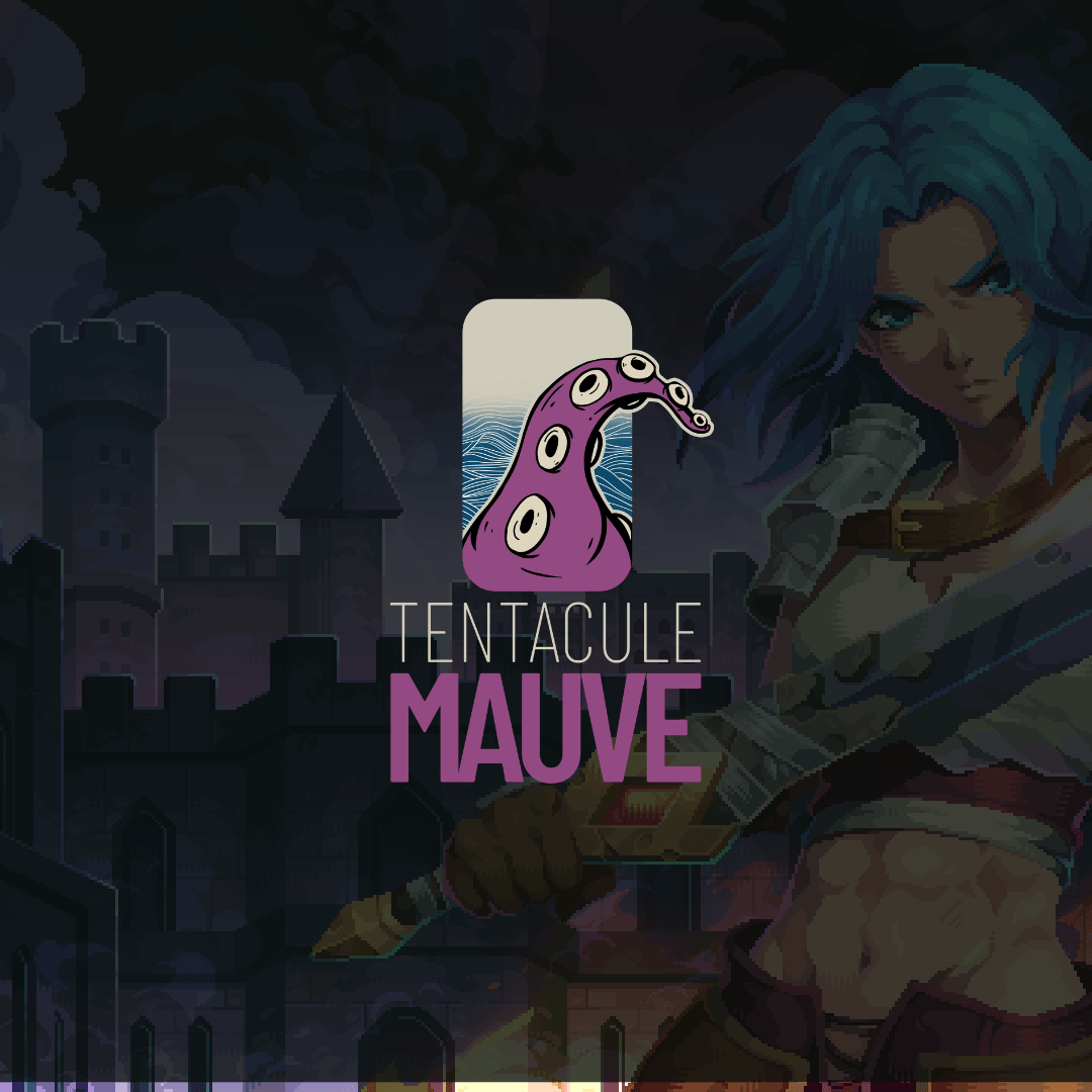 Logotype sur fond sombre du studio Tentacule Mauve